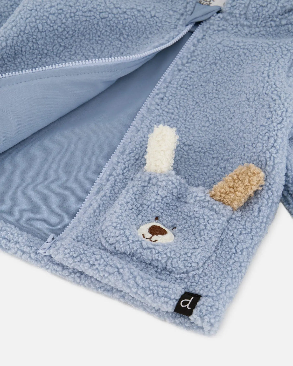 Plush Hooded Jacket Light Blue | Deux par Deux | Jenni Kidz