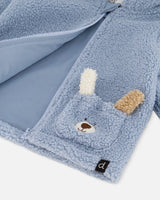 Plush Hooded Jacket Light Blue | Deux par Deux | Jenni Kidz