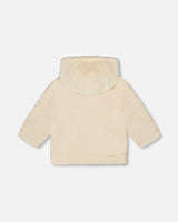 Plush Hooded Jacket Off White | Deux par Deux | Jenni Kidz