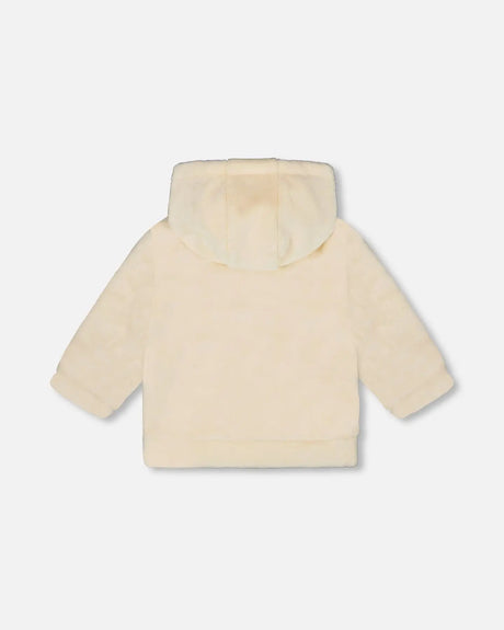 Plush Hooded Jacket Off White | Deux par Deux | Jenni Kidz