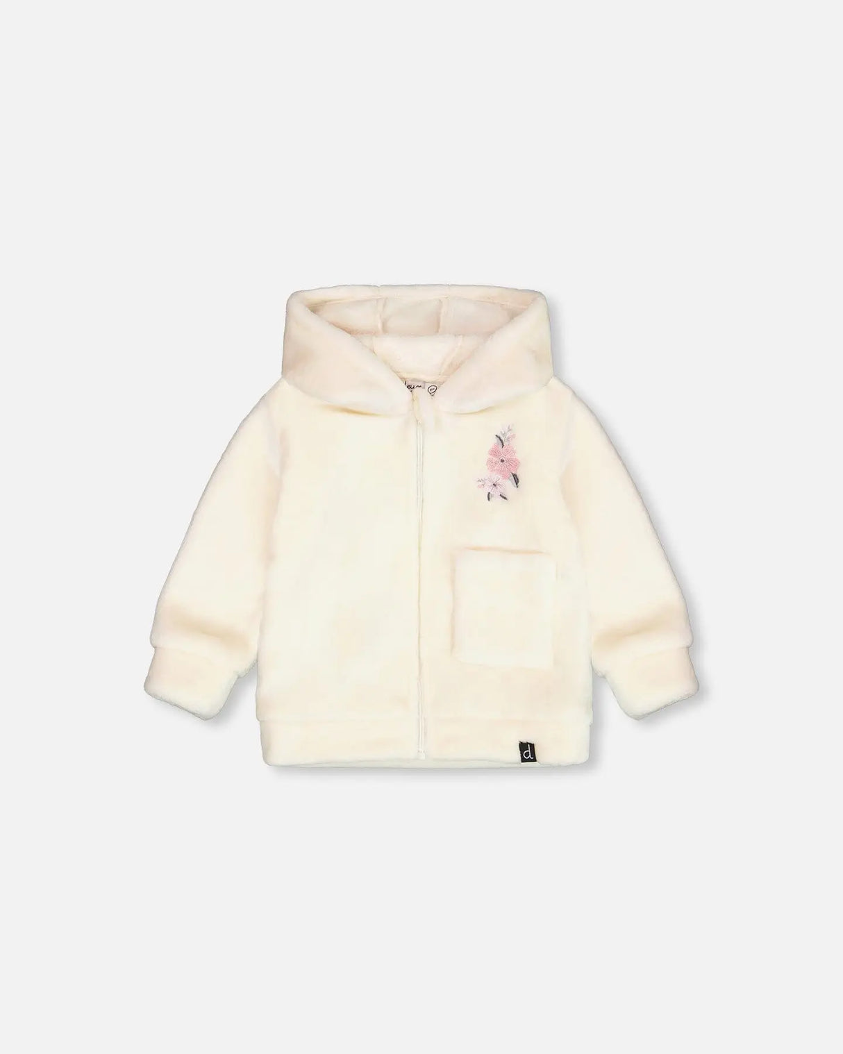 Plush Hooded Zip Jacket Off White | Deux par Deux | Jenni Kidz