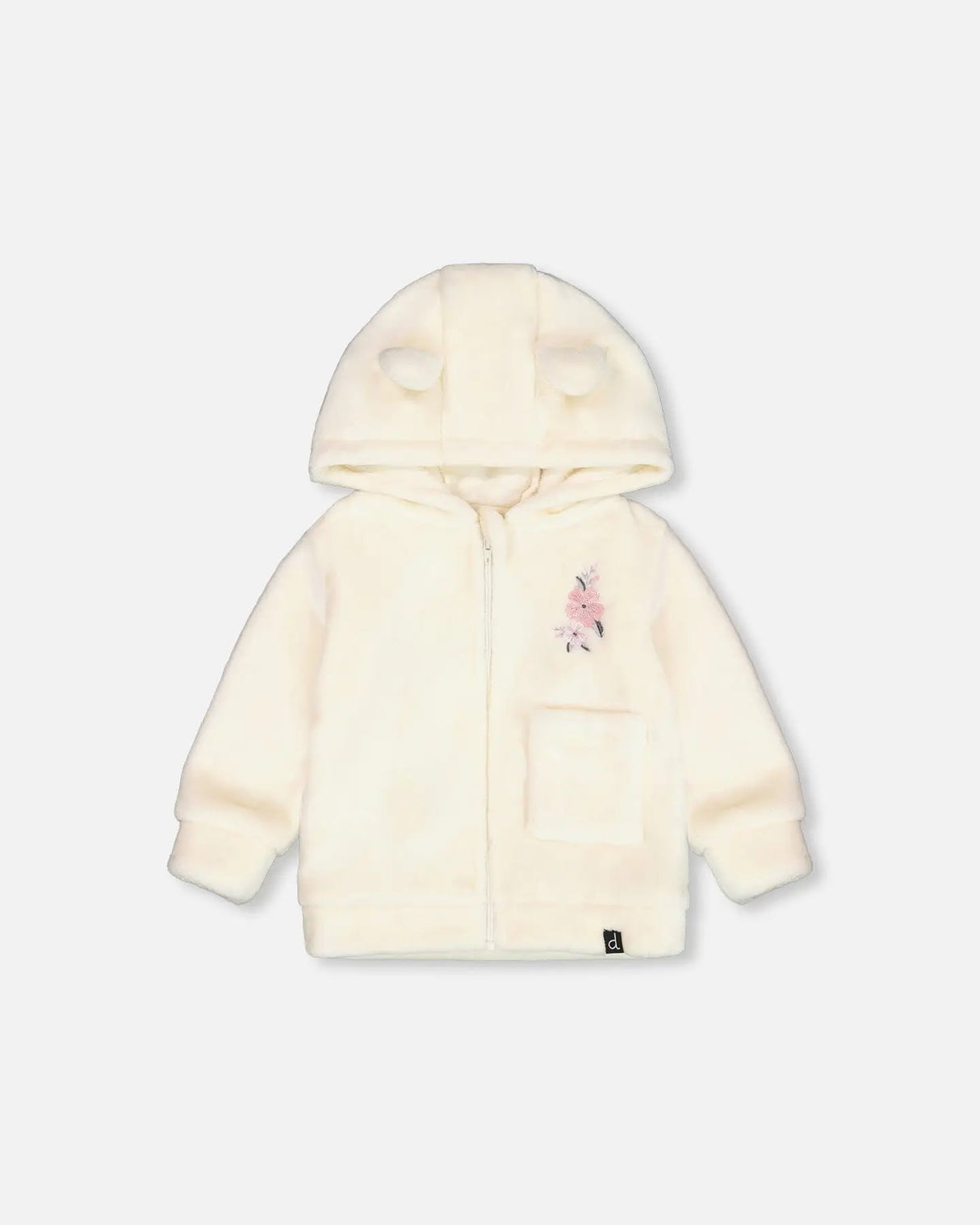 Plush Hooded Zip Jacket Off White | Deux par Deux | Jenni Kidz