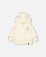 Plush Hooded Zip Jacket Off White | Deux par Deux | Jenni Kidz