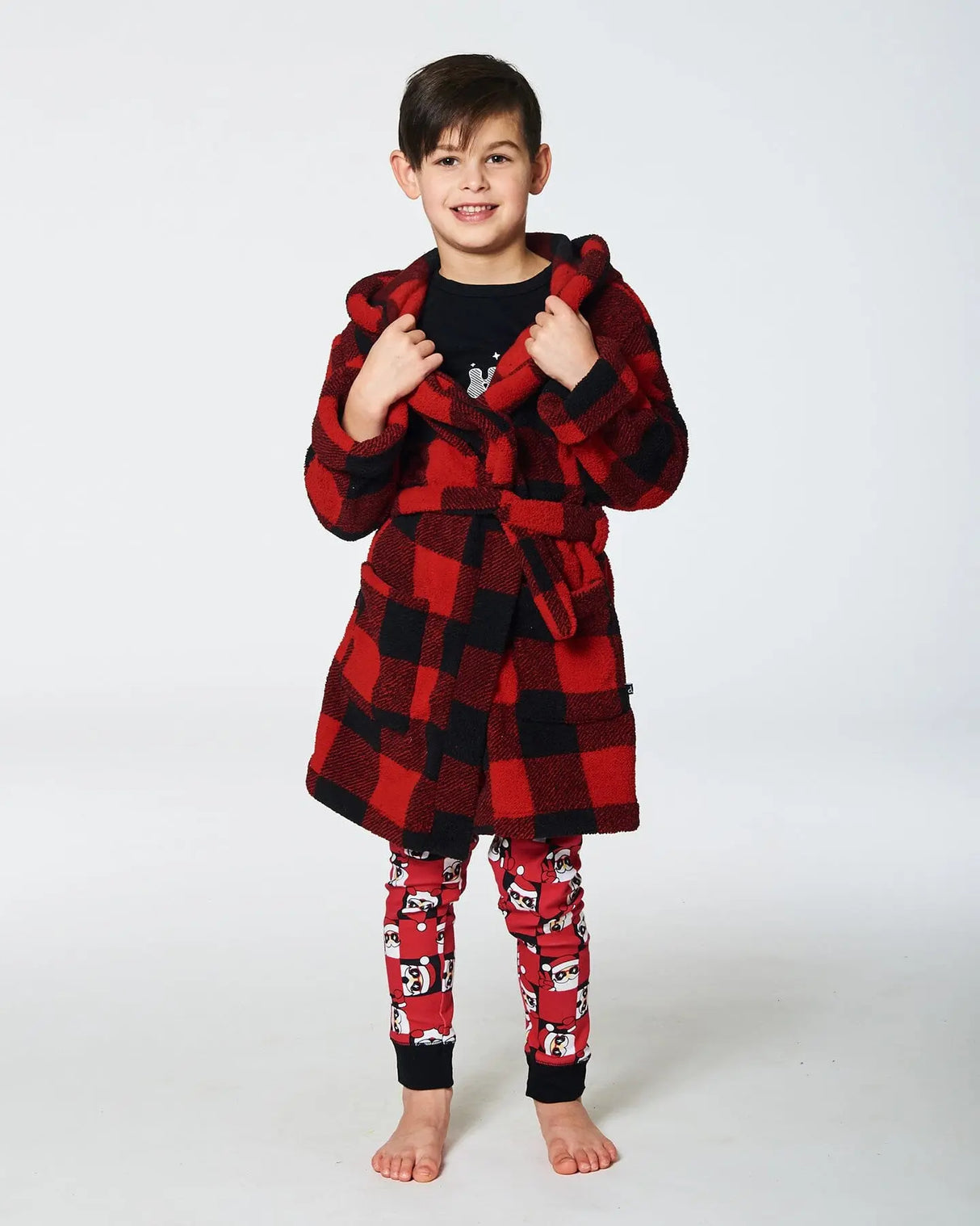 Plush Robe Plaid Black And Red | Deux par Deux | Jenni Kidz