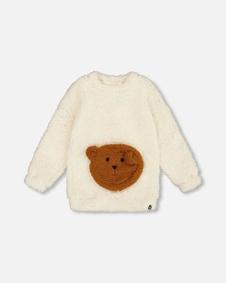 Plush Tunic Off-White With Bear Pocket | Deux par Deux | Jenni Kidz