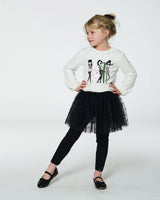 Print T-Shirt With Lace Off White | Deux par Deux | Jenni Kidz