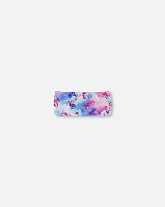 Printed Athletic Headband Pink, Blue And Butterflies | Deux par Deux | Jenni Kidz