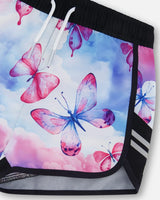 Printed Athletic Short Pink, Blue And Butterflies | Deux par Deux | Jenni Kidz