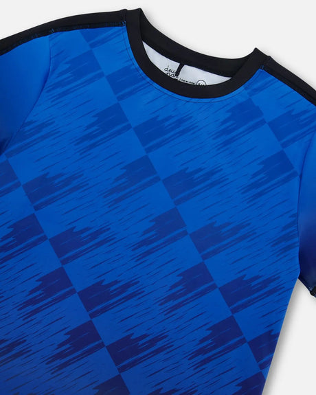 Printed Athletic Top Blue And Black | Deux par Deux | Jenni Kidz