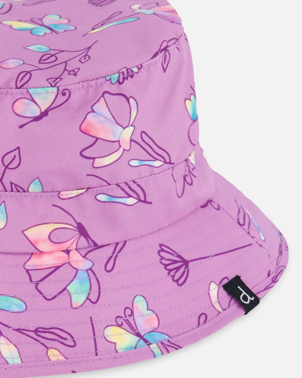 Printed Beach Sun Hat Old Mauve And Multicolored Butterflies | Deux par Deux | Jenni Kidz