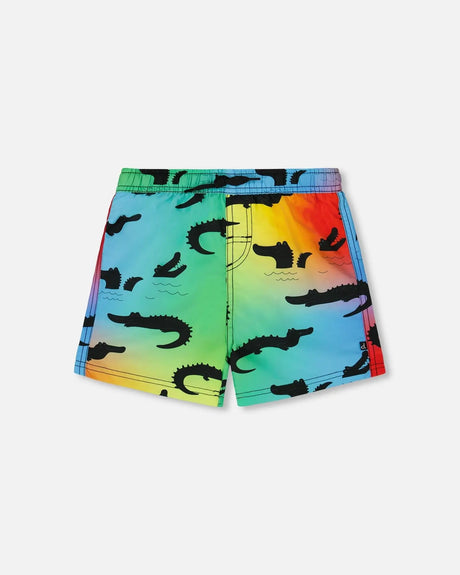 Printed Boardshorts Multicolored Crocodile | Deux par Deux | Jenni Kidz