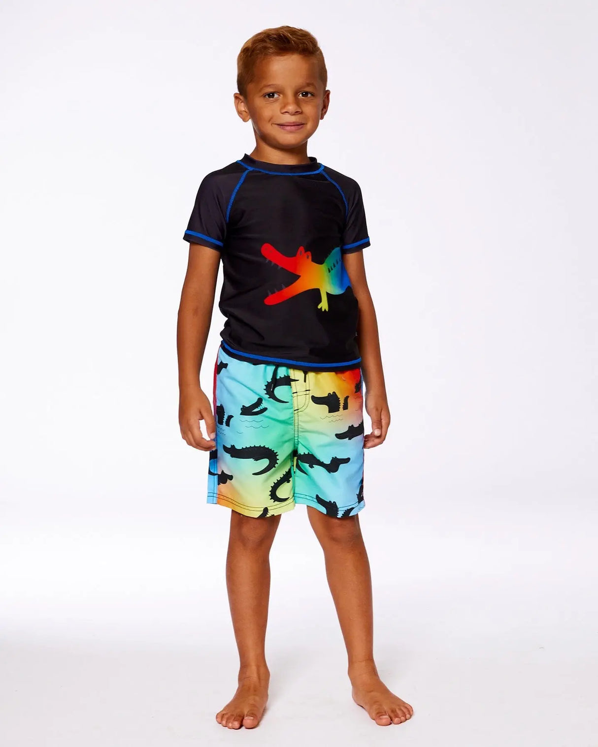 Printed Boardshorts Multicolored Crocodile | Deux par Deux | Jenni Kidz