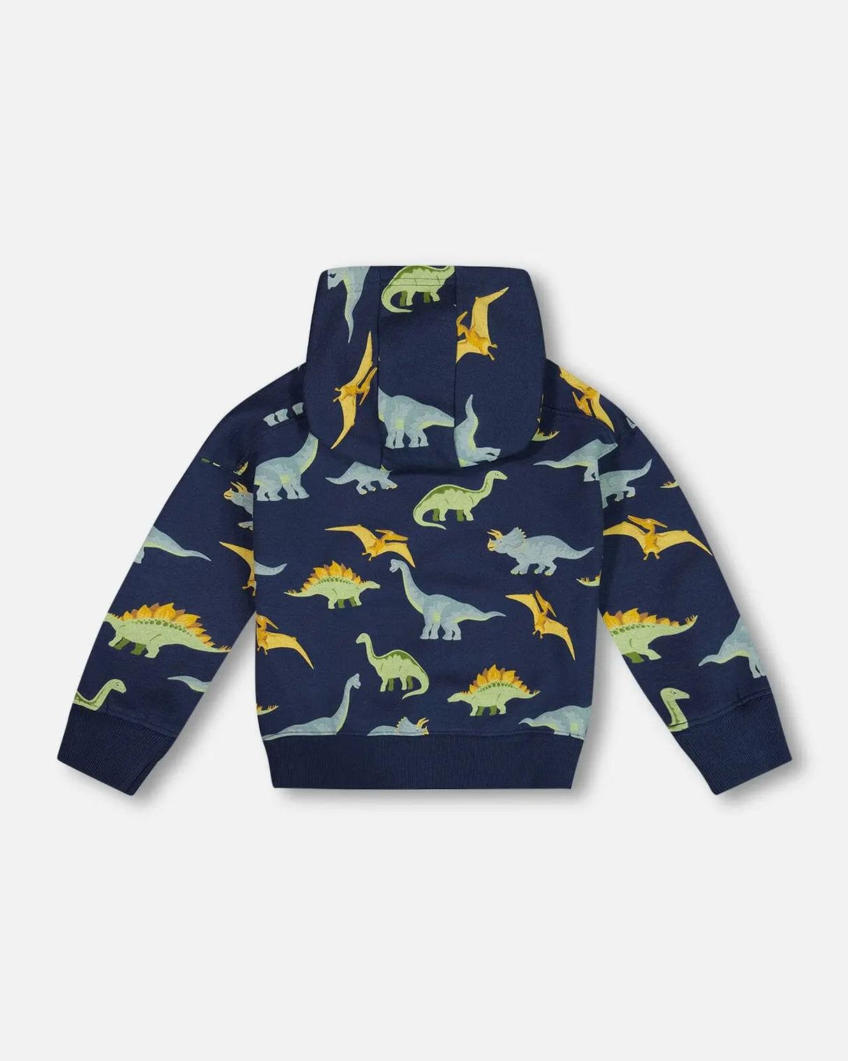 Printed Dino Fleece Hooded Sweatshirt Navy | Deux par Deux | Jenni Kidz