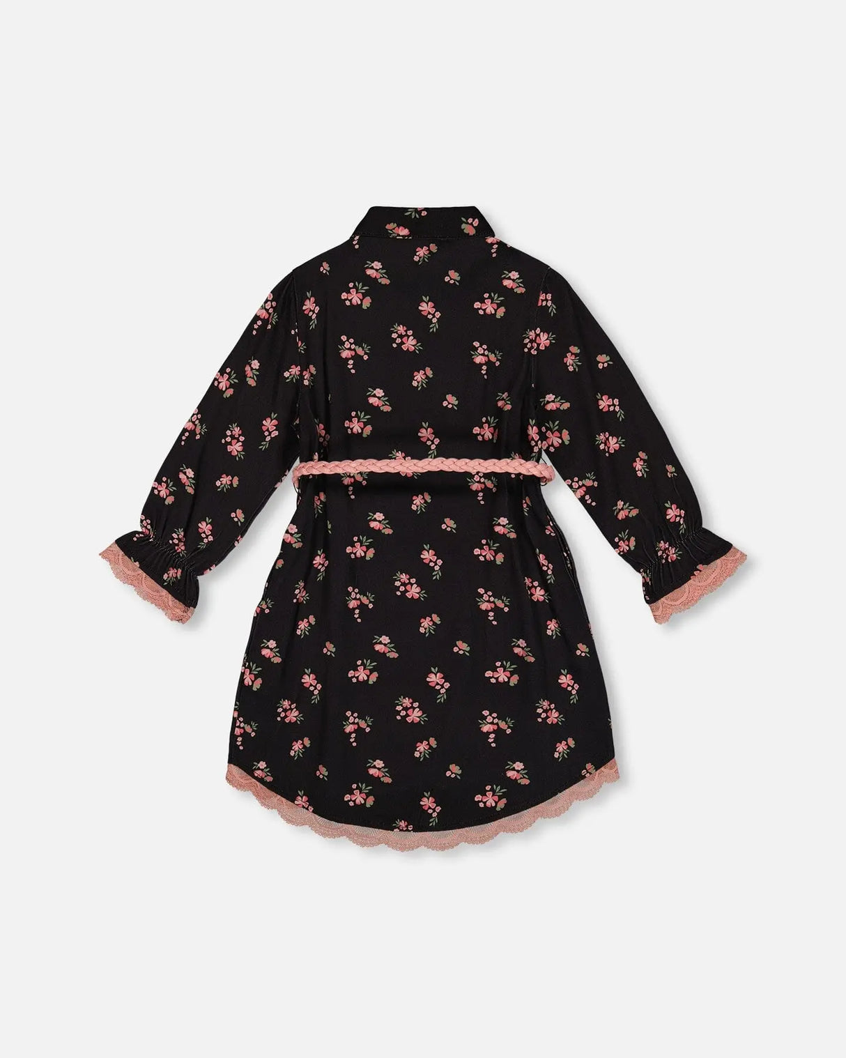 Printed Flowers Viscose Shirt Dress With Belt | Deux par Deux | Jenni Kidz