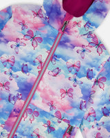 Printed Jacket Two-Piece Mid-Season Outerwear Set Butterflies On Multicolored And Vibrant Pink Background | Deux par Deux | Jenni Kidz