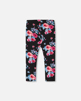 Printed Leggings Black With Roses | Deux par Deux | Jenni Kidz