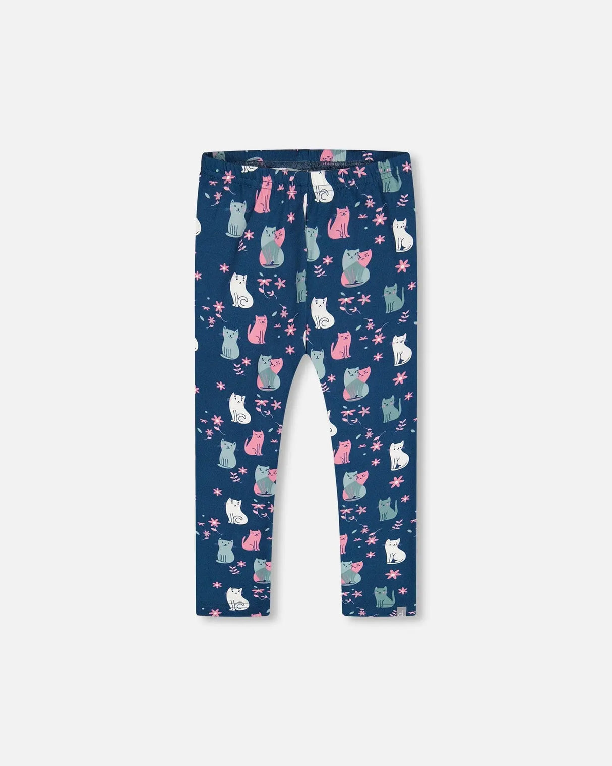 Printed Leggings Navy Blue With Kitten | Deux par Deux | Jenni Kidz