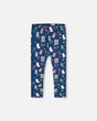 Printed Leggings Navy Blue With Kitten | Deux par Deux | Jenni Kidz