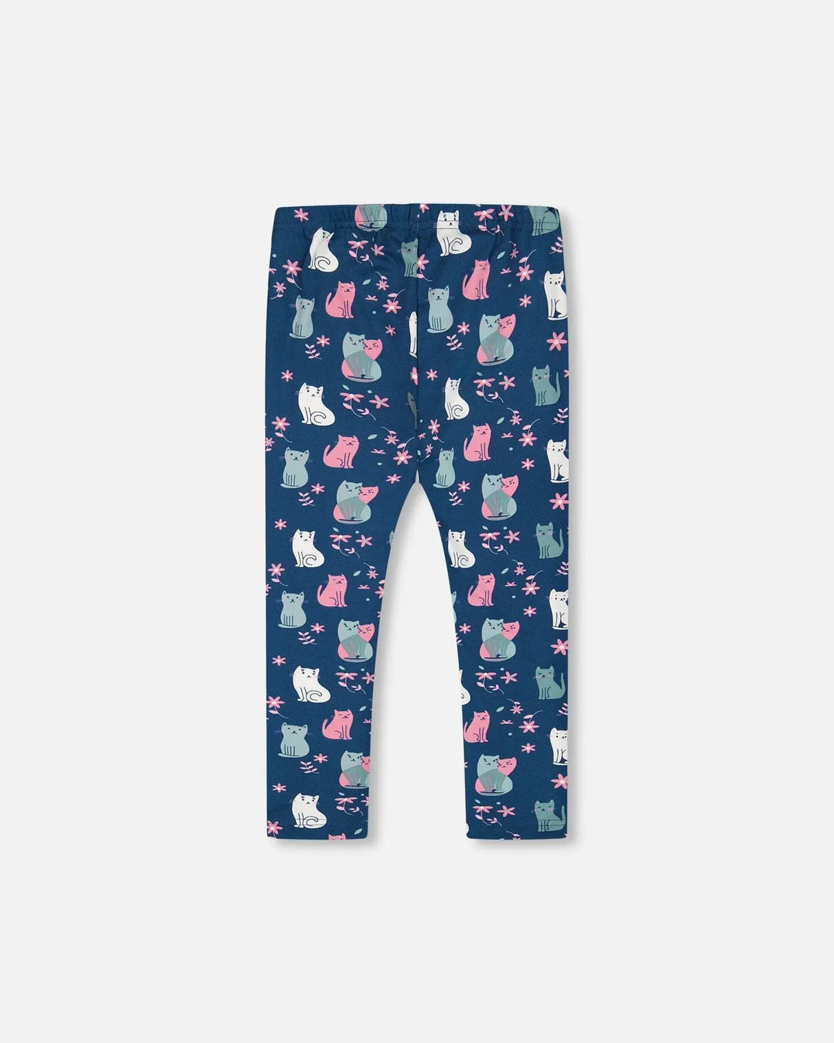 Printed Leggings Navy Blue With Kitten | Deux par Deux | Jenni Kidz