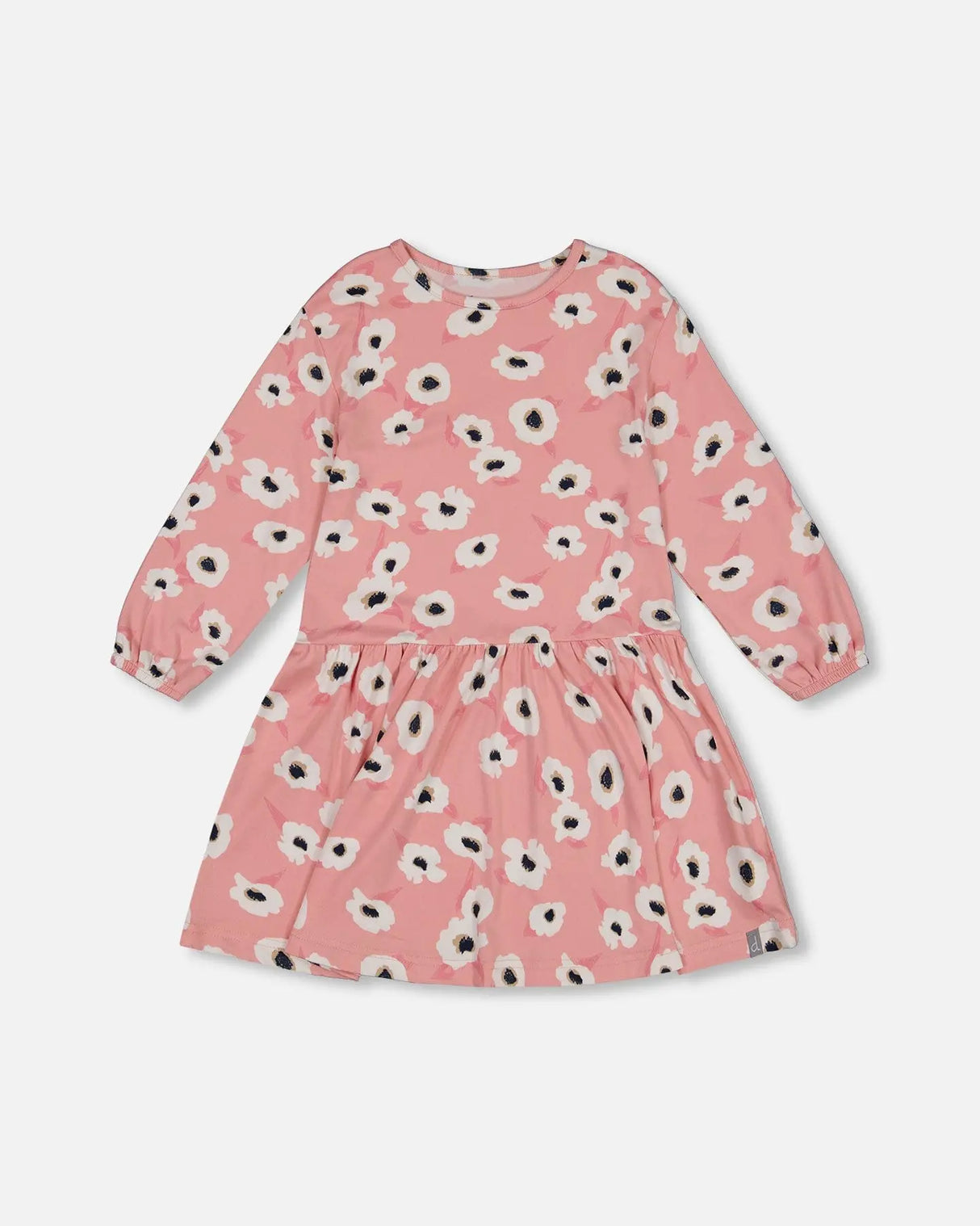 Printed Long Sleeve Dress Pink With White Flowers | Deux par Deux | Jenni Kidz