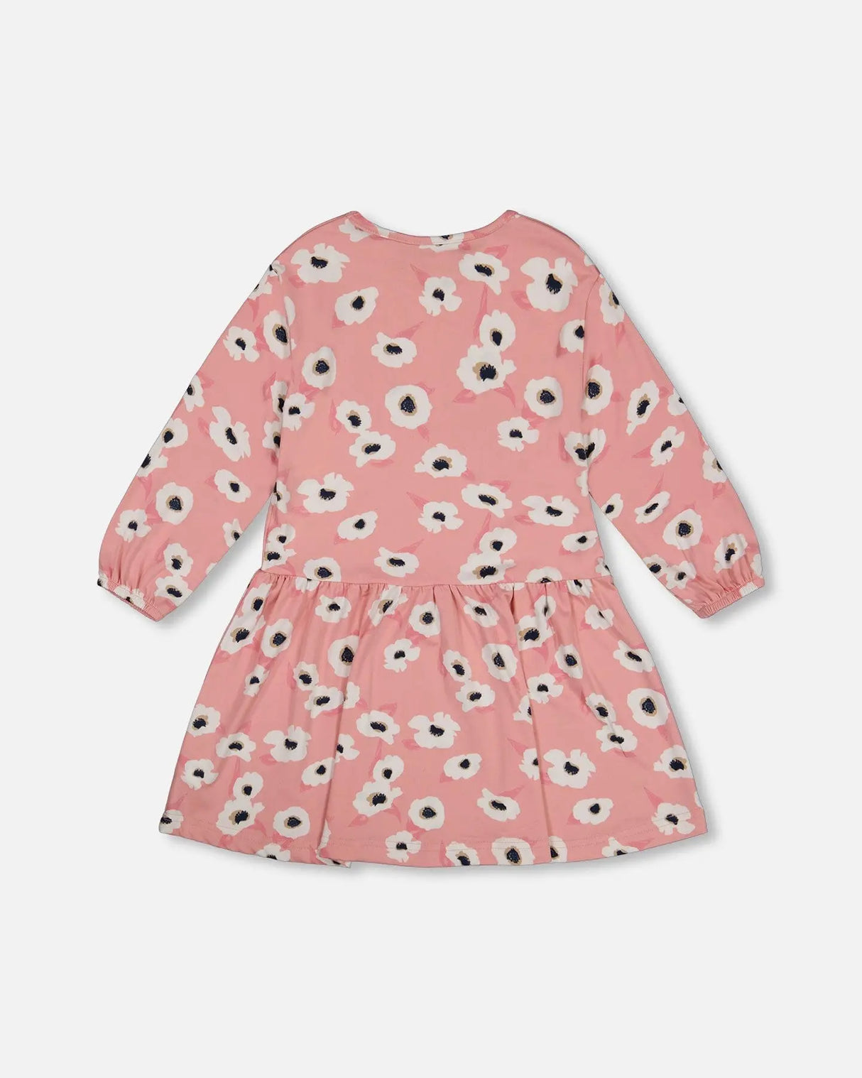 Printed Long Sleeve Dress Pink With White Flowers | Deux par Deux | Jenni Kidz