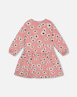 Printed Long Sleeve Dress Pink With White Flowers | Deux par Deux | Jenni Kidz