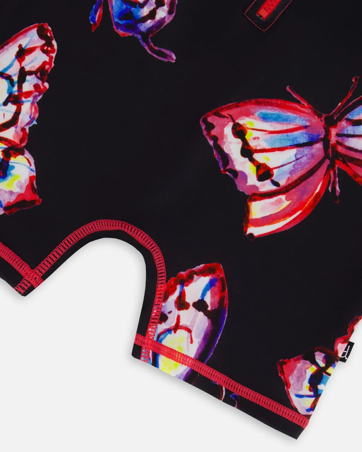Printed Long Sleeve One-Piece Rashguard Black And Multicolored Butterflies | Deux par Deux | Jenni Kidz
