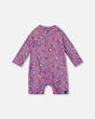 Printed Long Sleeve One-Piece Rashguard Old Mauve And Multicolored Butterflies | Deux par Deux | Jenni Kidz