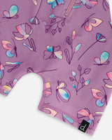 Printed Long Sleeve One-Piece Rashguard Old Mauve And Multicolored Butterflies | Deux par Deux | Jenni Kidz