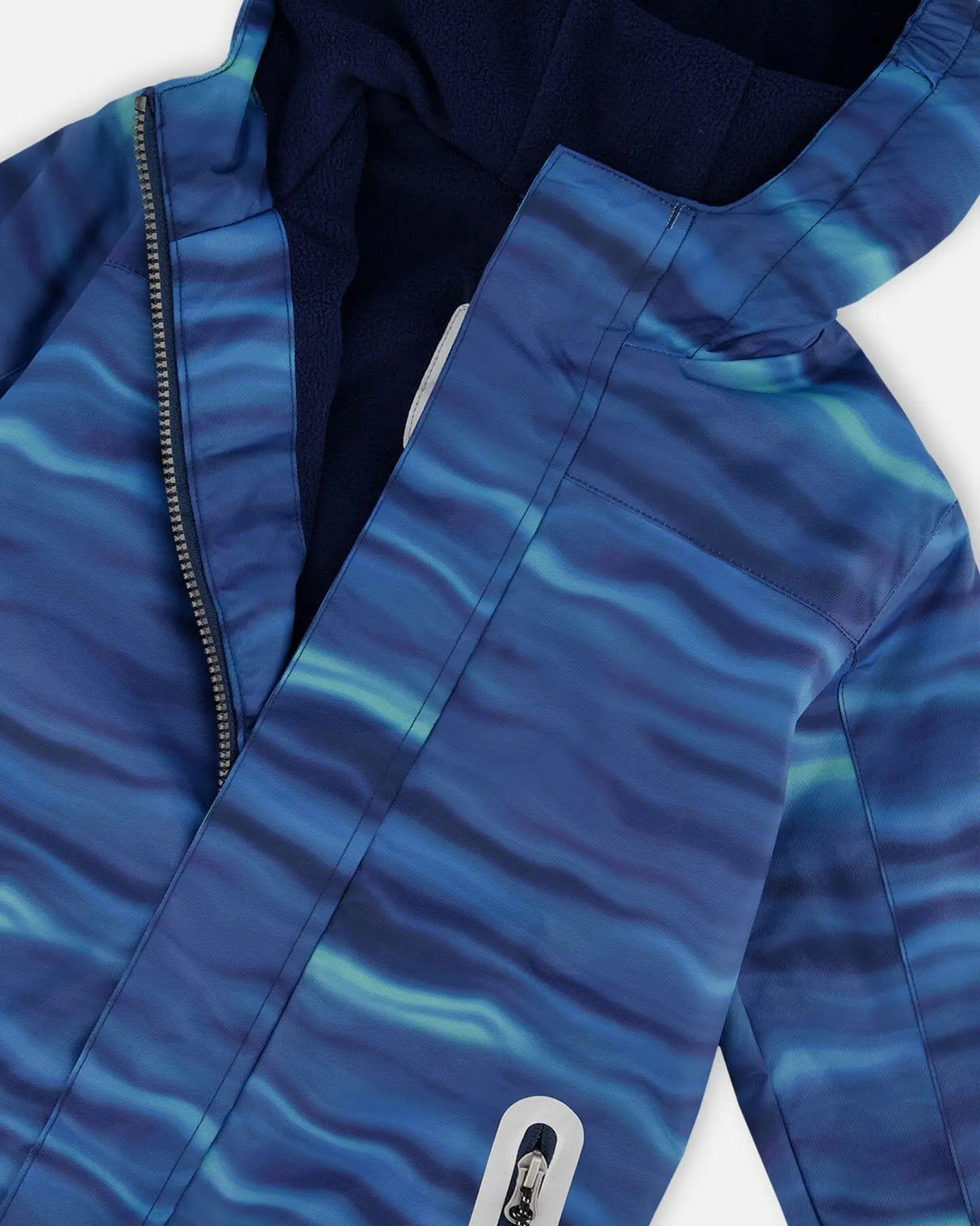 Printed Mid-Season One-Piece Outerwear Blue Wave And Black | Deux par Deux | Jenni Kidz