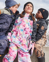 Printed Mid-Season One-Piece Outerwear Butterflies On Multicolored And Black Background | Deux par Deux | Jenni Kidz