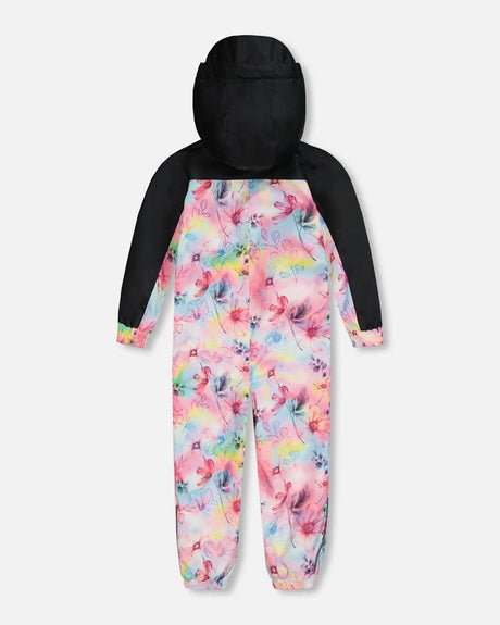 Printed Mid-Season One-Piece Outerwear Butterflies On Multicolored And Black Background | Deux par Deux | Jenni Kidz