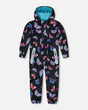 Printed Mid-Season One-Piece Outerwear Multicolored Butterflies On Black Background | Deux par Deux | Jenni Kidz