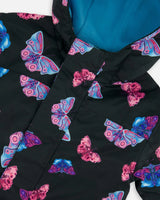 Printed Mid-Season One-Piece Outerwear Multicolored Butterflies On Black Background | Deux par Deux | Jenni Kidz
