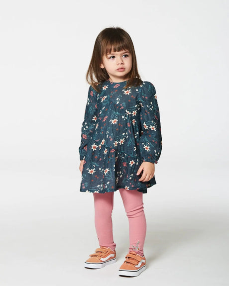 Printed Muslin Long Top Teal With Flowers | Deux par Deux | Jenni Kidz