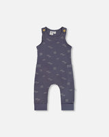 Printed Muslin One-Piece Jumpsuit Navy Blue Paper Boats | Deux par Deux | Jenni Kidz