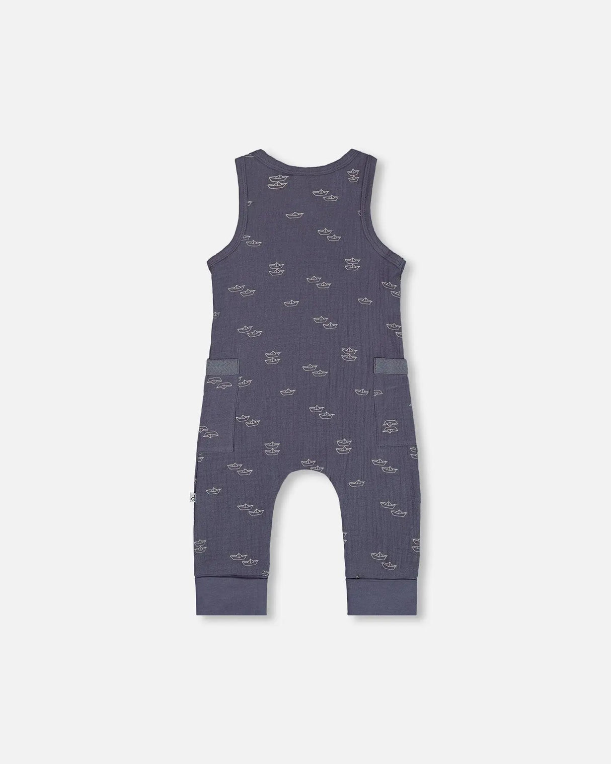 Printed Muslin One-Piece Jumpsuit Navy Blue Paper Boats | Deux par Deux | Jenni Kidz