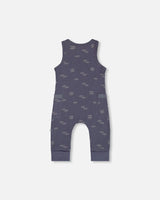 Printed Muslin One-Piece Jumpsuit Navy Blue Paper Boats | Deux par Deux | Jenni Kidz
