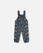 Printed Muslin Overall Teal With Flowers | Deux par Deux | Jenni Kidz