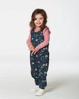 Printed Muslin Overall Teal With Flowers | Deux par Deux | Jenni Kidz