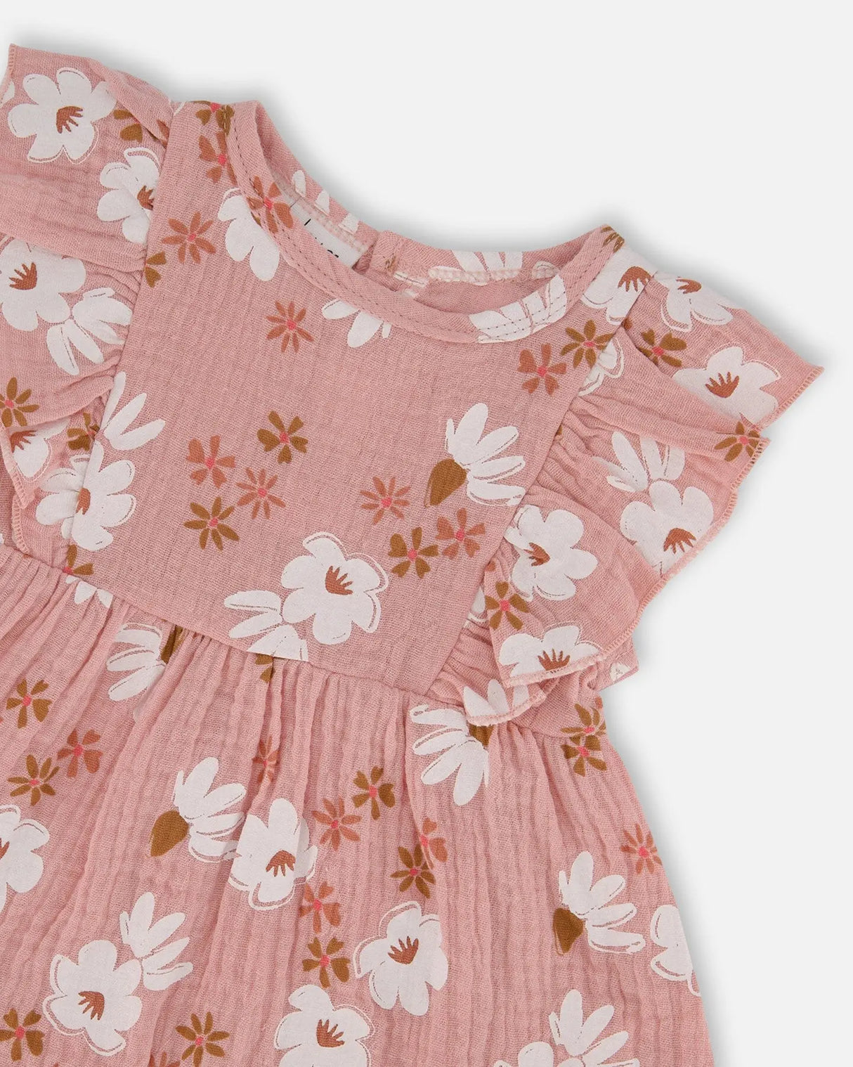 Printed Muslin Tunic And Rib Leggings Set Pink And White Flowers | Deux par Deux | Jenni Kidz
