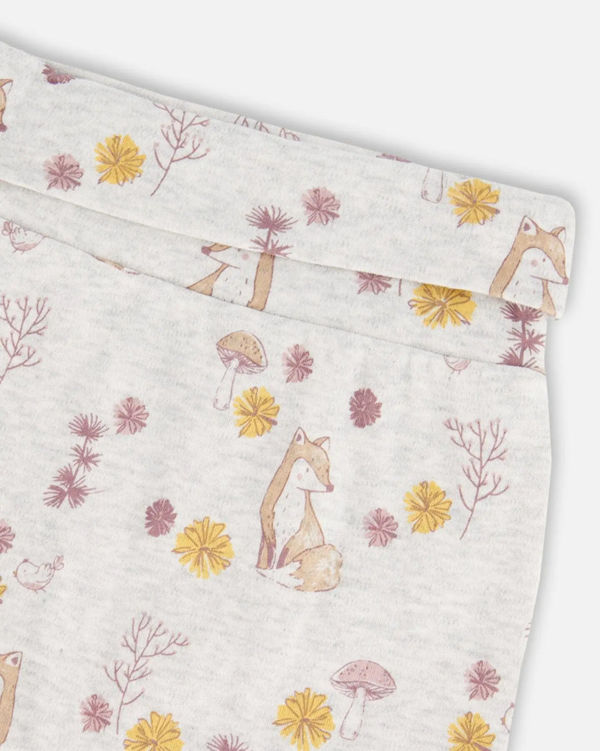 Printed Organic Cotton Evolutive Pant Beige Mix With Fox | Deux par Deux | Jenni Kidz