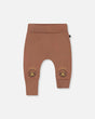 Printed Organic Cotton Evolutive Pant Brown And Monkeys | Deux par Deux | Jenni Kidz