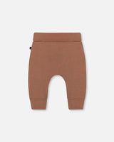 Printed Organic Cotton Evolutive Pant Brown And Monkeys | Deux par Deux | Jenni Kidz