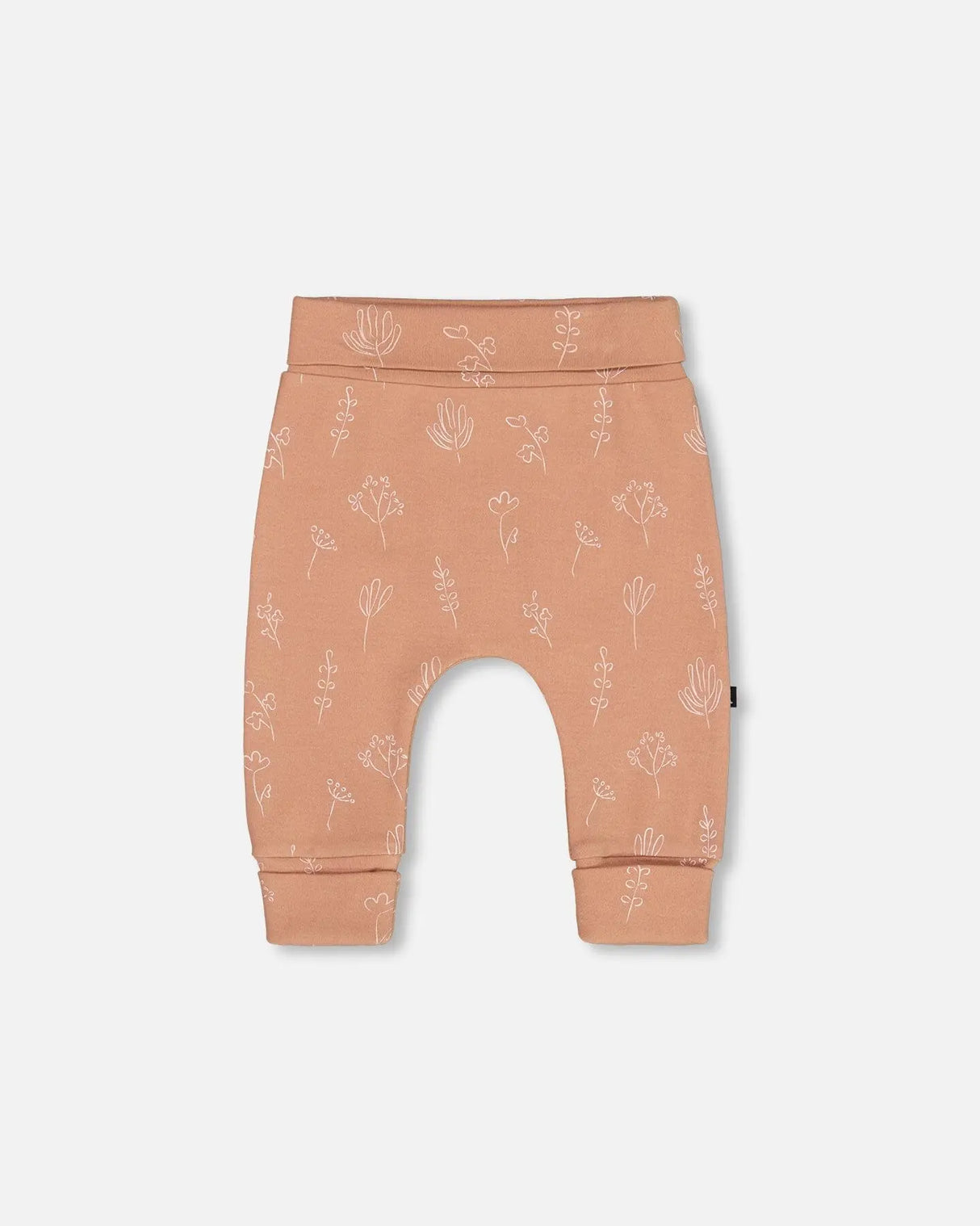 Printed Organic Cotton Evolutive Pant Cinnamon With Flowers | Deux par Deux | Jenni Kidz