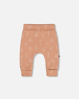 Printed Organic Cotton Evolutive Pant Cinnamon With Flowers | Deux par Deux | Jenni Kidz