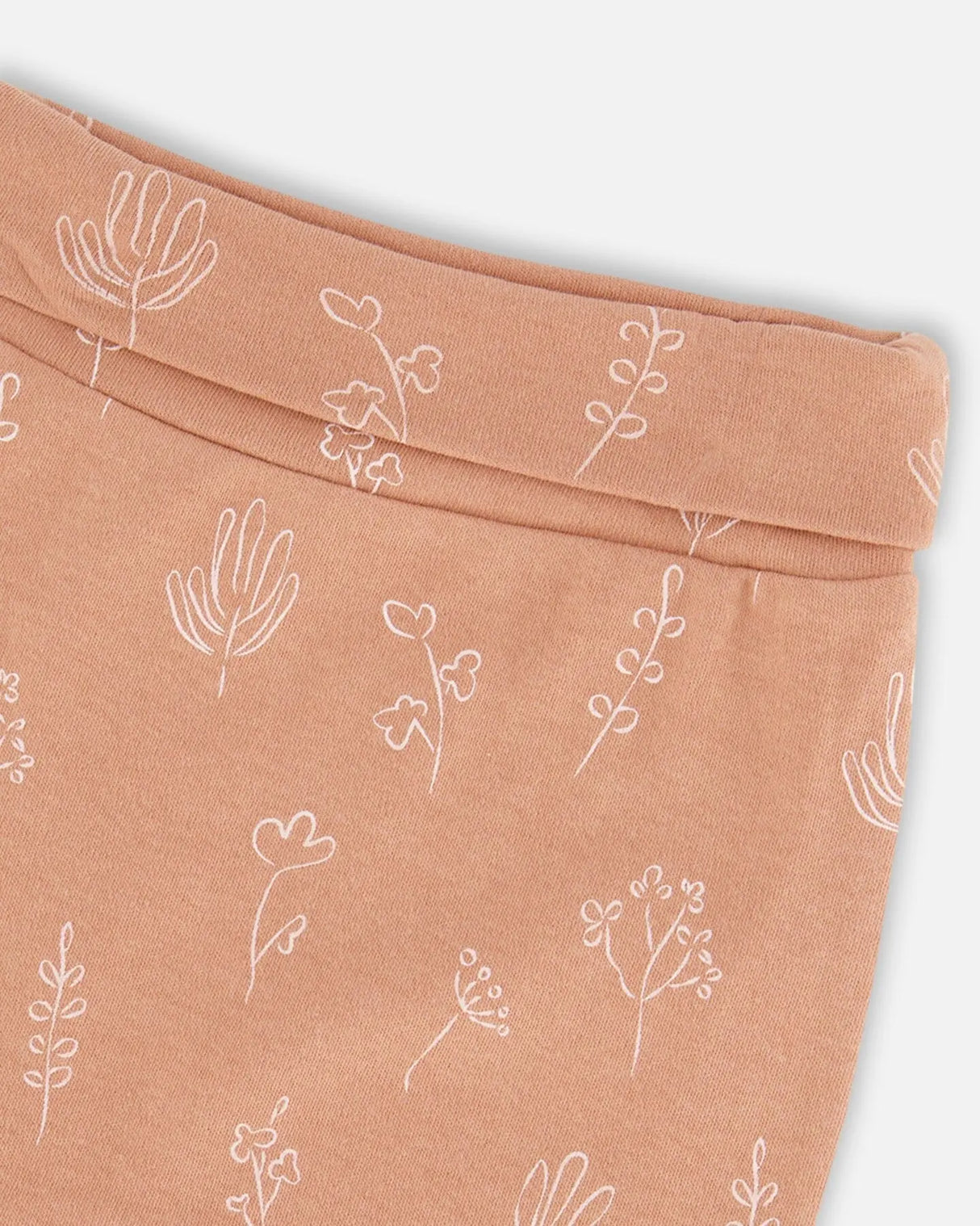 Printed Organic Cotton Evolutive Pant Cinnamon With Flowers | Deux par Deux | Jenni Kidz