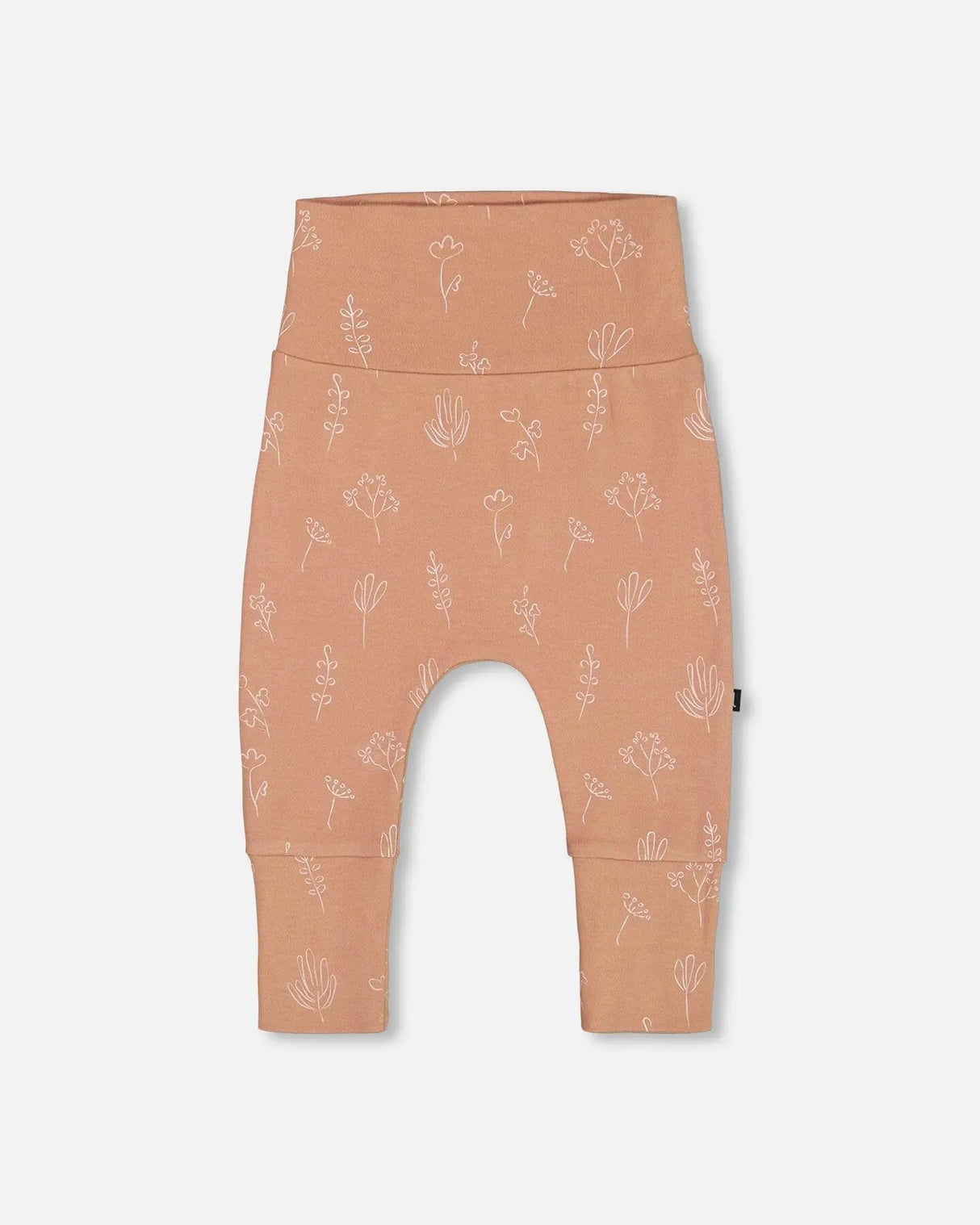 Printed Organic Cotton Evolutive Pant Cinnamon With Flowers | Deux par Deux | Jenni Kidz