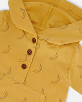 Printed Organic Cotton Hooded Romper Yellow Bananas | Deux par Deux | Jenni Kidz