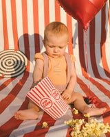 Printed Organic Cotton Onesie And Shortall Set Orange And Purple | Deux par Deux | Jenni Kidz
